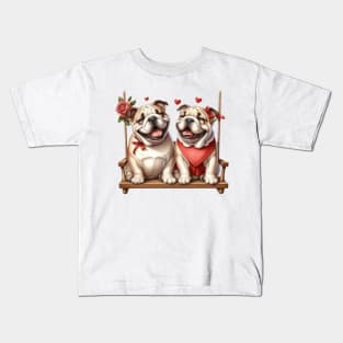 Valentine Bulldog Couple Kids T-Shirt